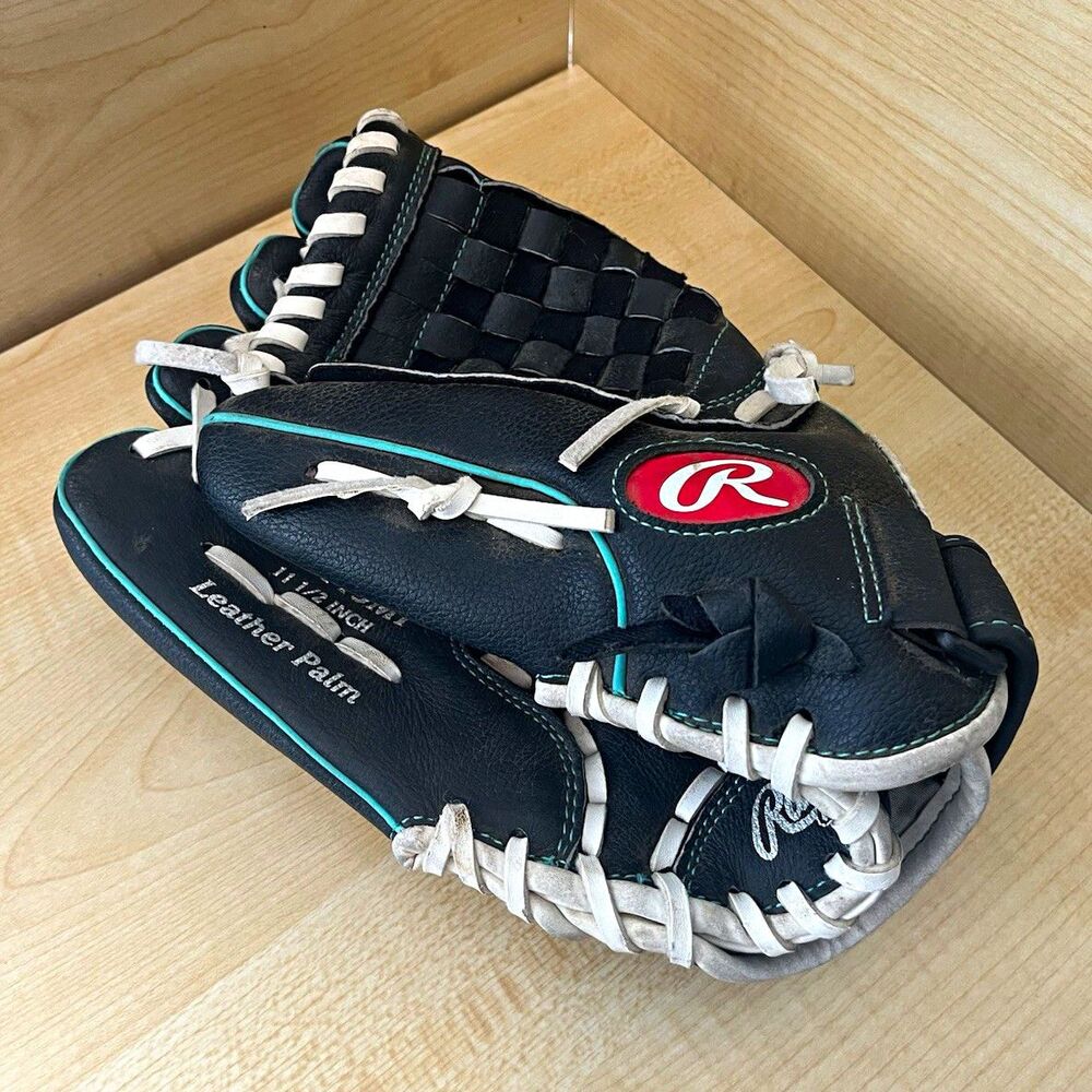 Rawlings WFP115MT 11.5" Fastpitch Softball Glove LHT Black Teal Leather Palm